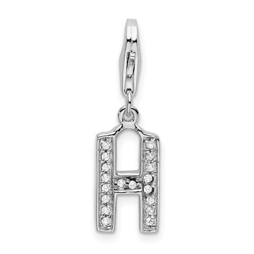 Amore La Vita Sterling Silver Rhodium-plated Polished CZ Letter H Initial Charm